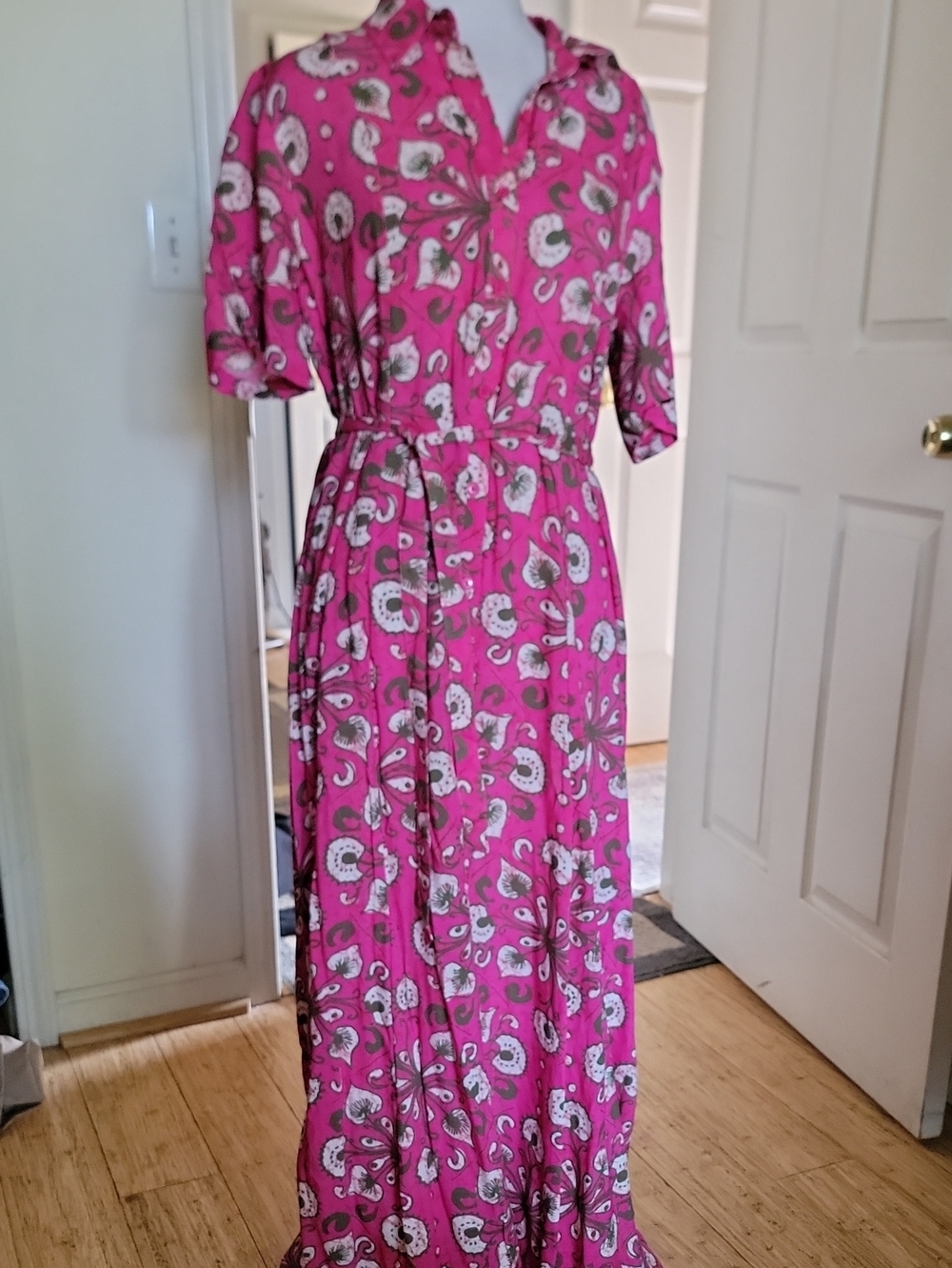 Porridge Pink Floral Button-Front Maxi Dress
